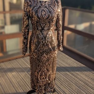 Rose gold and black sequin dress, Medium
